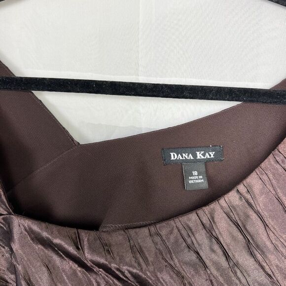 Dana Kay plus size satin formal tank top asymmetric neckline sz 18 dressy - Picture 5 of 8